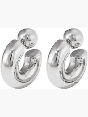 SS C-Shaped Ball End Hoop Earrings 10mm Inner 30mm Outer